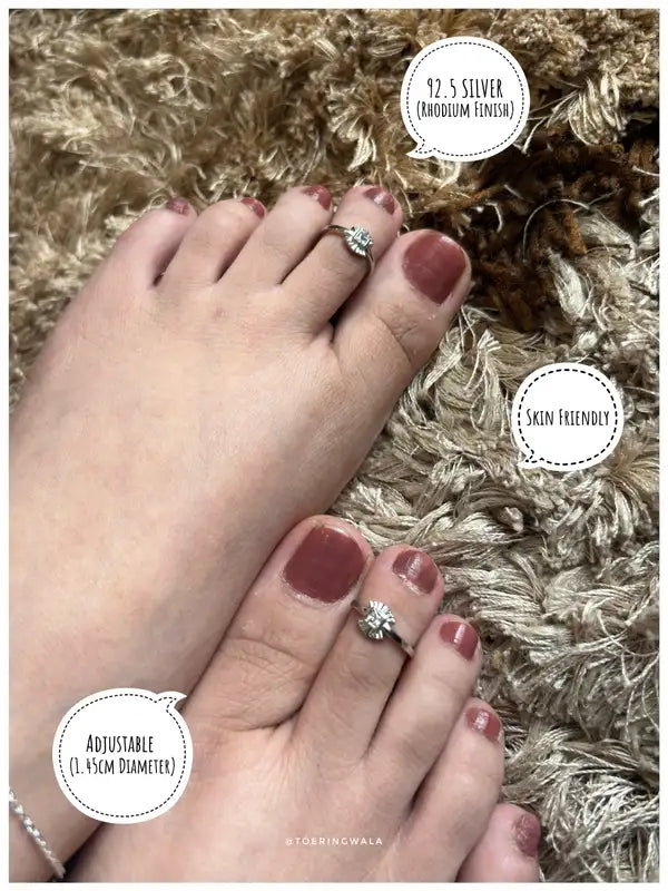 Diamond Square Silver 925 Adjustable Trendy Toe Ring For Women