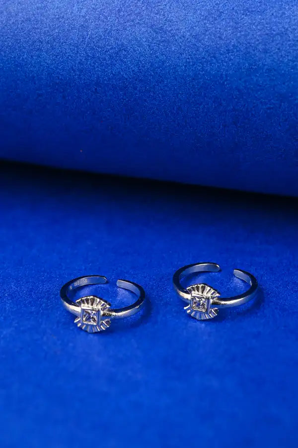 Diamond Square Silver 925 Adjustable Trendy Toe Ring For Women
