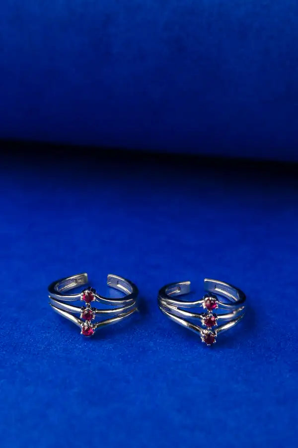 Ruby Cascade Silver 925 Adjustable Trendy Toe Ring For Women