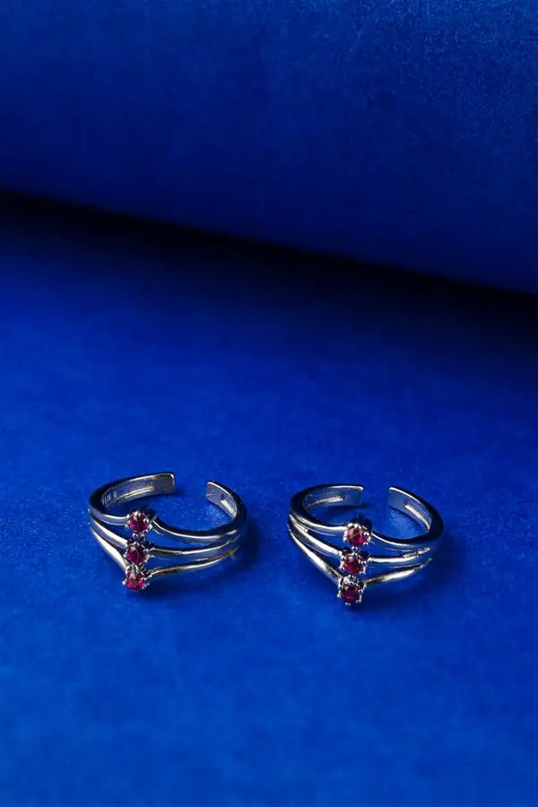 Ruby Cascade Silver 925 Adjustable Trendy Toe Ring For Women