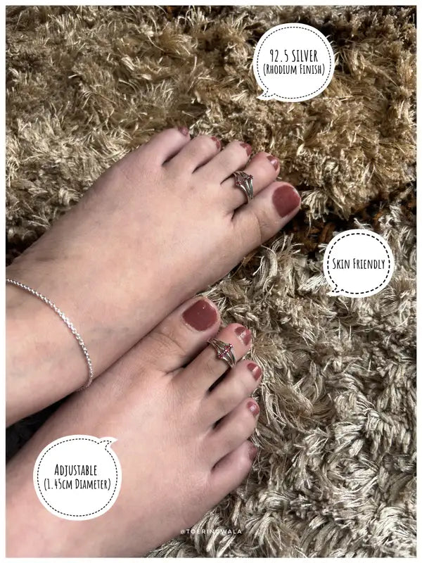 Ruby Cascade Silver 925 Adjustable Trendy Toe Ring For Women