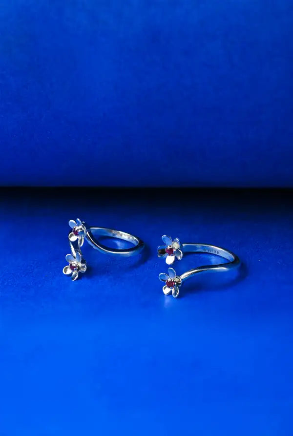 Ruby Blossom Silver 925 Adjustable Trendy Toe Ring For Women