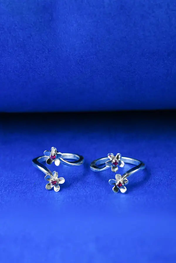 Ruby Blossom Silver 925 Adjustable Trendy Toe Ring For Women