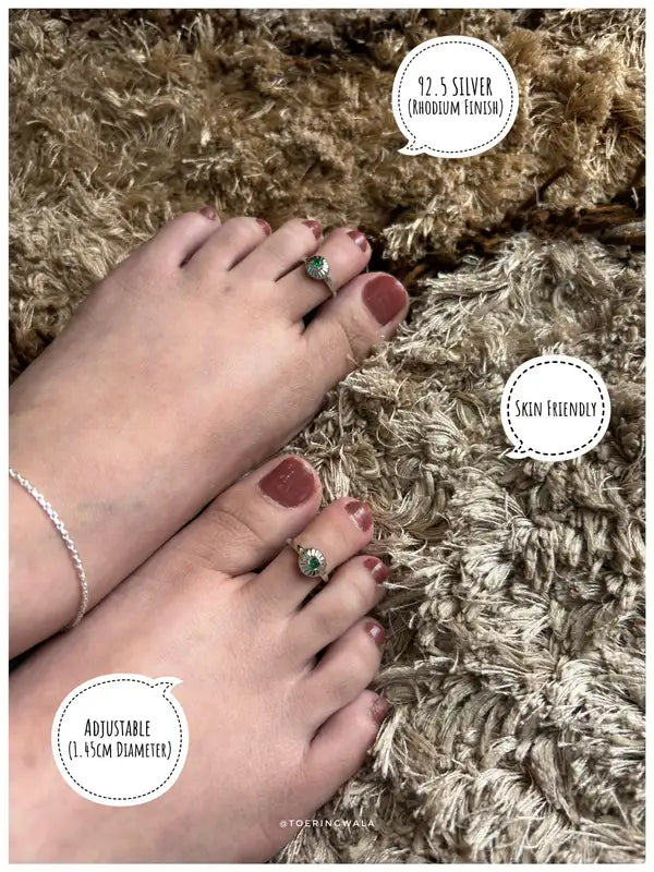 Emerald Blossom Silver 925 Adjustable Trendy Toe Ring For Women