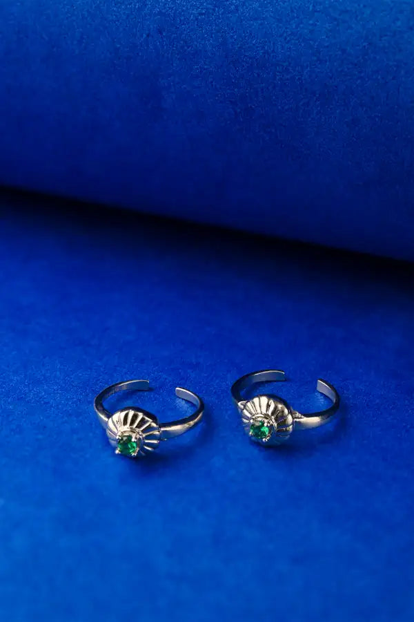 Emerald Blossom Silver 925 Adjustable Trendy Toe Ring For Women