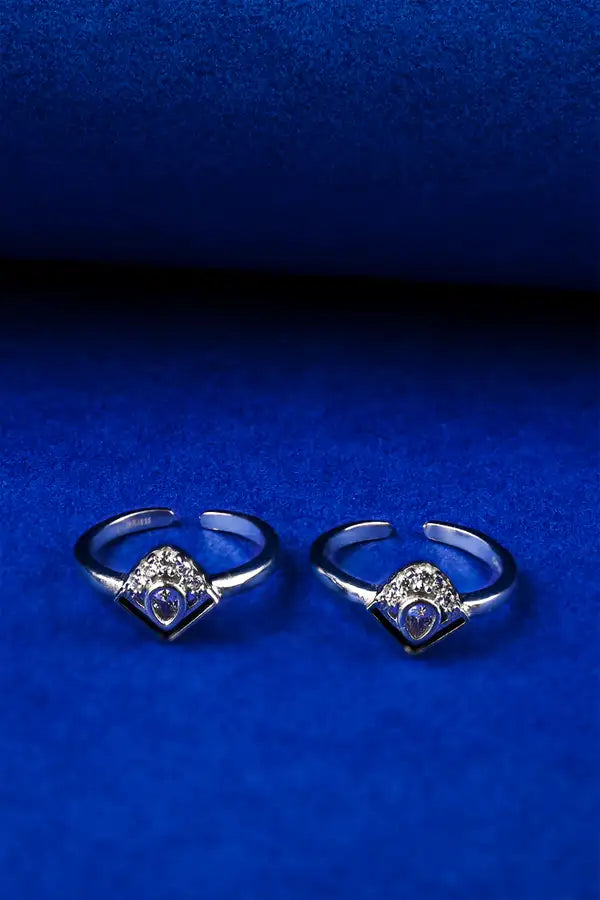 Elegant Square Silver 925 Adjustable Trendy Toe Ring For Women