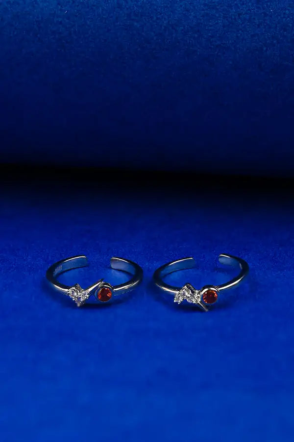 Orange Garnet Spark Silver 925 Adjustable Trendy Toe Ring For Women