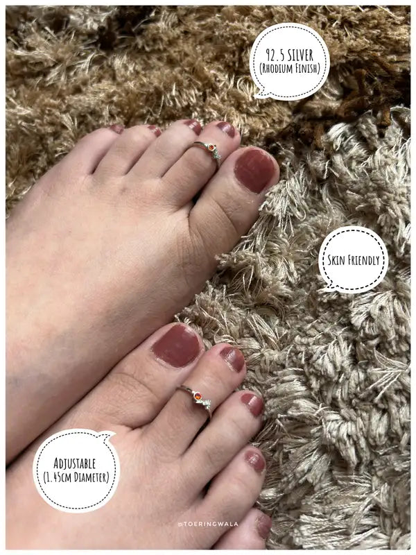 Orange Garnet Spark Silver 925 Adjustable Trendy Toe Ring For Women