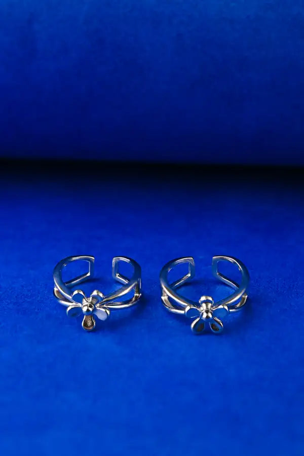 Silver Daisy Split Band Silver 925 Adjustable Trendy Toe Ring For Women