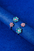 Blue Blossom Pair Silver 925 Adjustable Trendy Toe Ring For Women