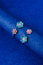 Blue Blossom Pair Silver 925 Adjustable Trendy Toe Ring For Women