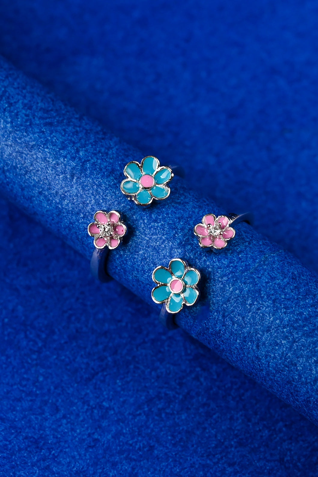 Blue Blossom Pair Silver 925 Adjustable Trendy Toe Ring For Women