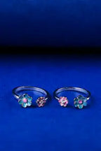 Blue Blossom Pair Silver 925 Adjustable Trendy Toe Ring For Women