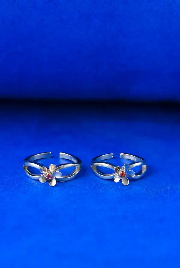 Orange Flower Silver 925 Adjustable Trendy Toe Ring For Women