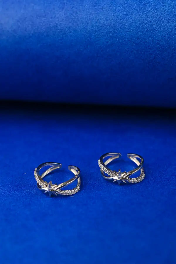 Crystal Star Silver 925 Adjustable Trendy Toe Ring For Women