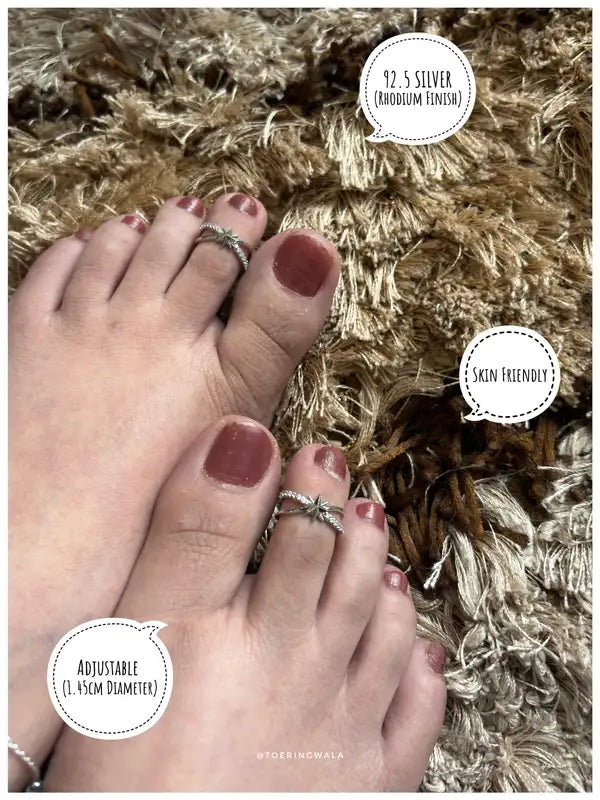Crystal Star Silver 925 Adjustable Trendy Toe Ring For Women
