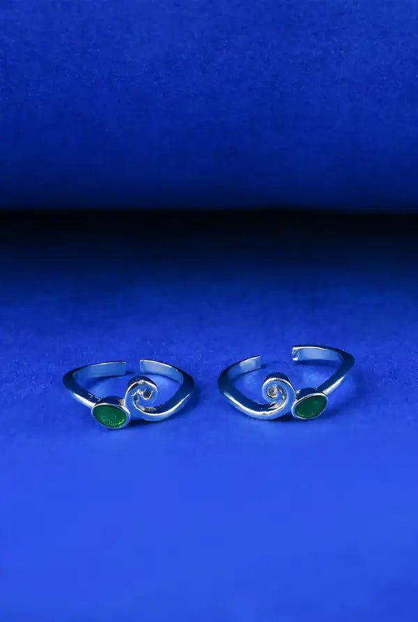 Emerald Swirl Silver 925 Adjustable Trendy Toe Ring For Women