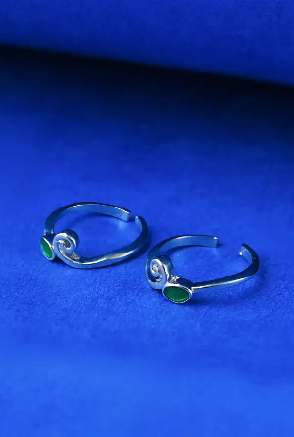 Emerald Swirl Silver 925 Adjustable Trendy Toe Ring For Women