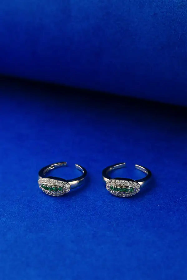Emerald Embrace Silver 925 Adjustable Trendy Toe Ring For Women