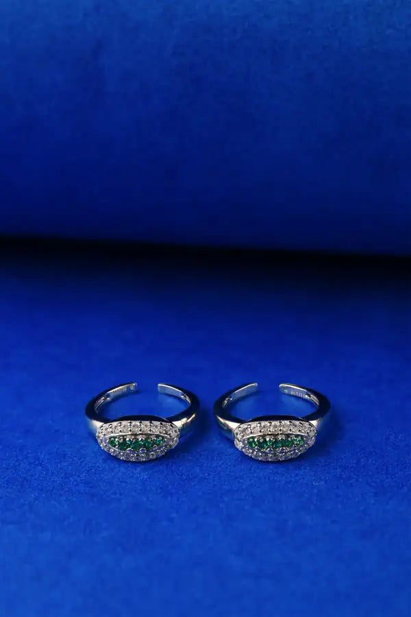 Emerald Embrace Silver 925 Adjustable Trendy Toe Ring For Women