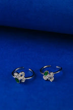 Green Elegance Silver 925 Adjustable Trendy Toe Ring For Women