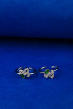 Green Elegance Silver 925 Adjustable Trendy Toe Ring For Women