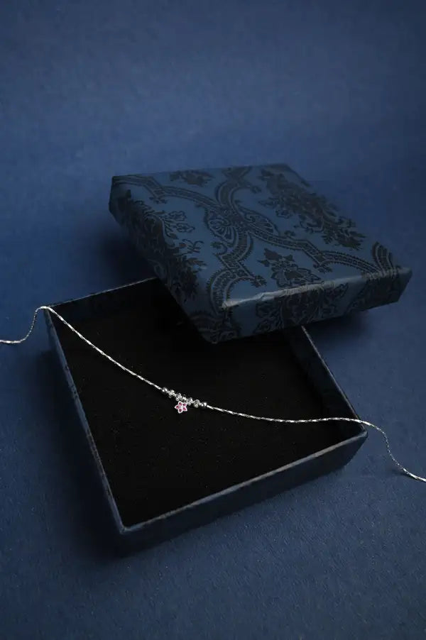 Star Charm Bead 925 Silver Single Anklet for Girls