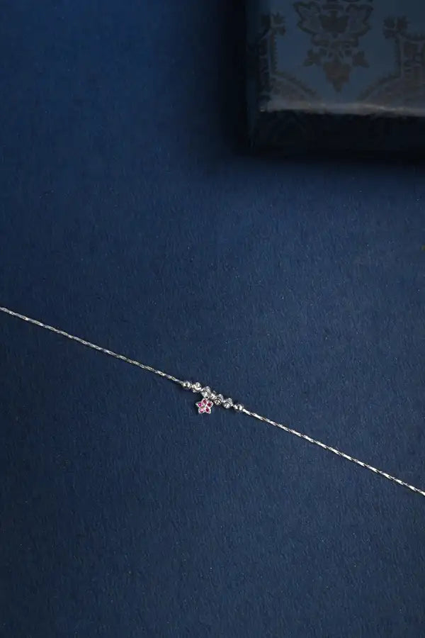 Star Charm Bead 925 Silver Single Anklet for Girls