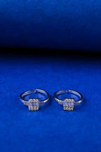 Elegant Square Sparkle Silver 925 Adjustable Trendy Toe Ring For Women