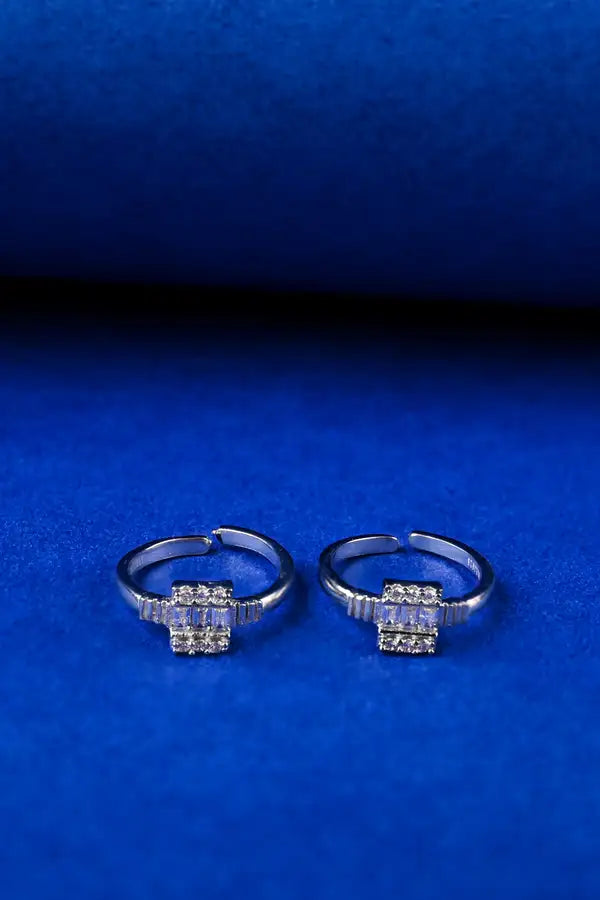 Elegant Square Sparkle Silver 925 Adjustable Trendy Toe Ring For Women