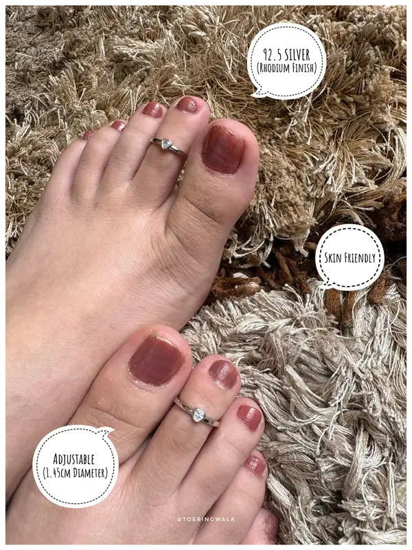 Crystal Heart Silver 925 Adjustable Trendy Toe Ring For Women