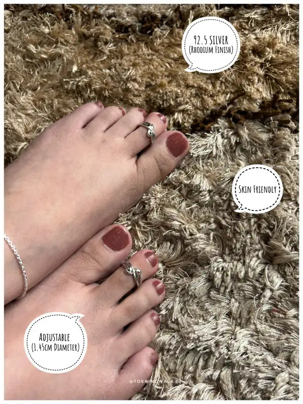 Angel Hearts Silver 925 Adjustable Trendy Toe Ring For Women