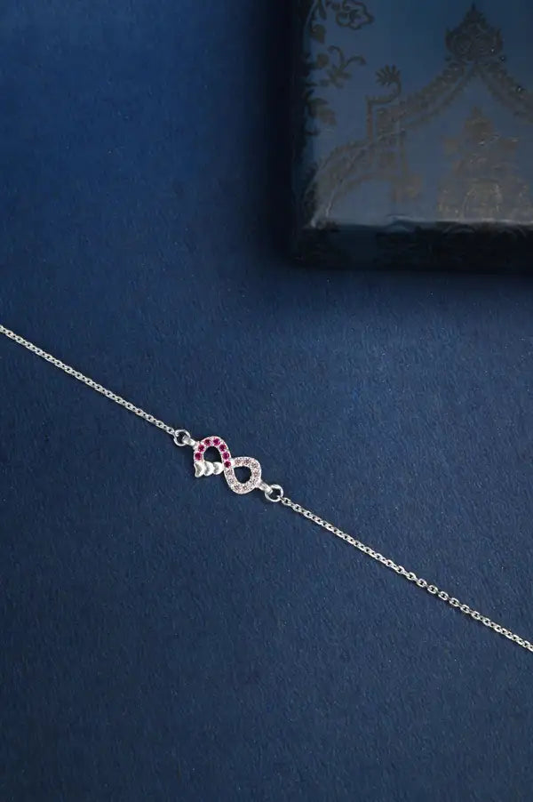 Infinity Sparkle 925 Single Silver Anklet for Girls