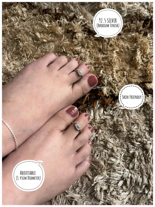 Crystal Drop Silver 925 Adjustable Trendy Toe Ring For Women