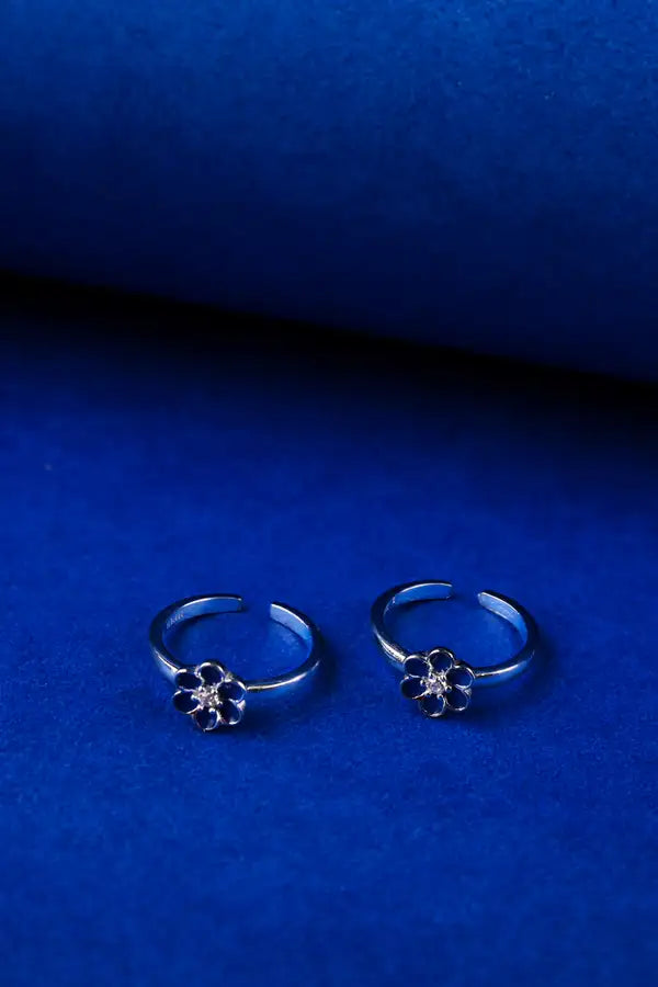 Blue Daisy Silver 925 Adjustable Trendy Toe Ring For Women