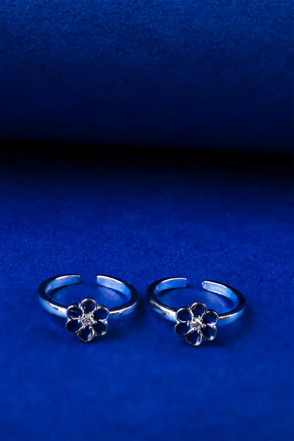 Blue Daisy Silver 925 Adjustable Trendy Toe Ring For Women