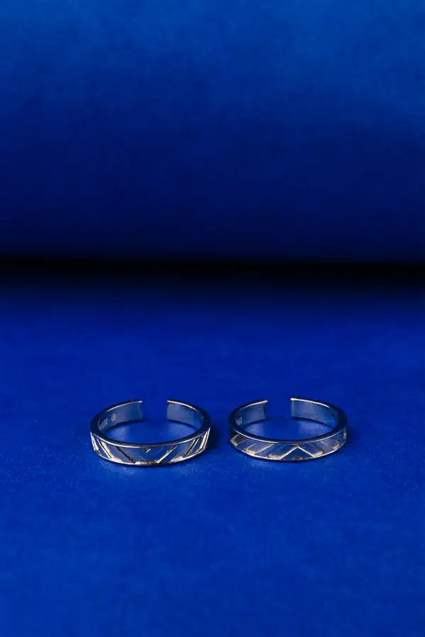 Geometric Groove Band Silver 925 Adjustable Trendy Toe Ring For Women