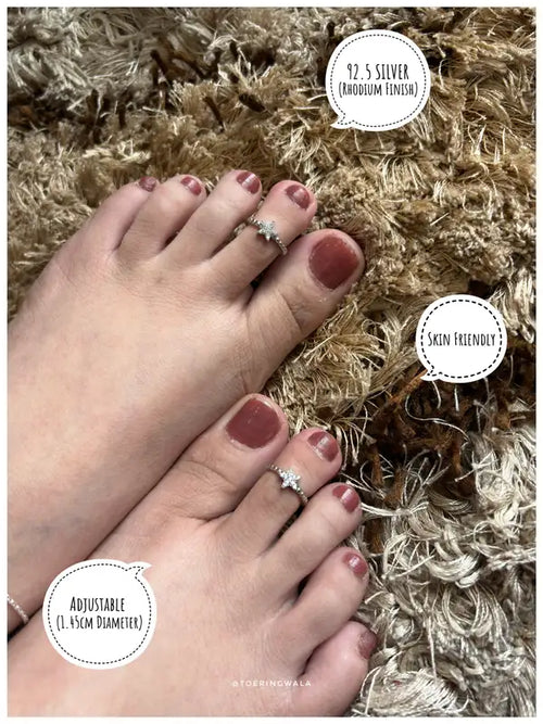 Beaded Star Silver 925 Adjustable Trendy Toe Ring For Women