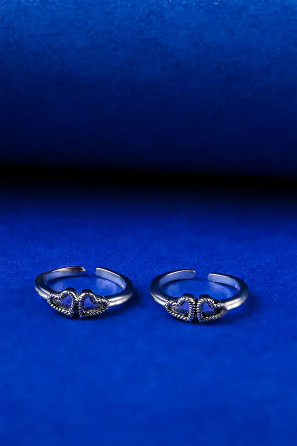 Twin Heart Silver 925 Adjustable Trendy Toe Ring For Women