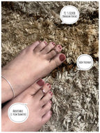 Red Wave Band Silver 925 Adjustable Trendy Toe Ring For Women
