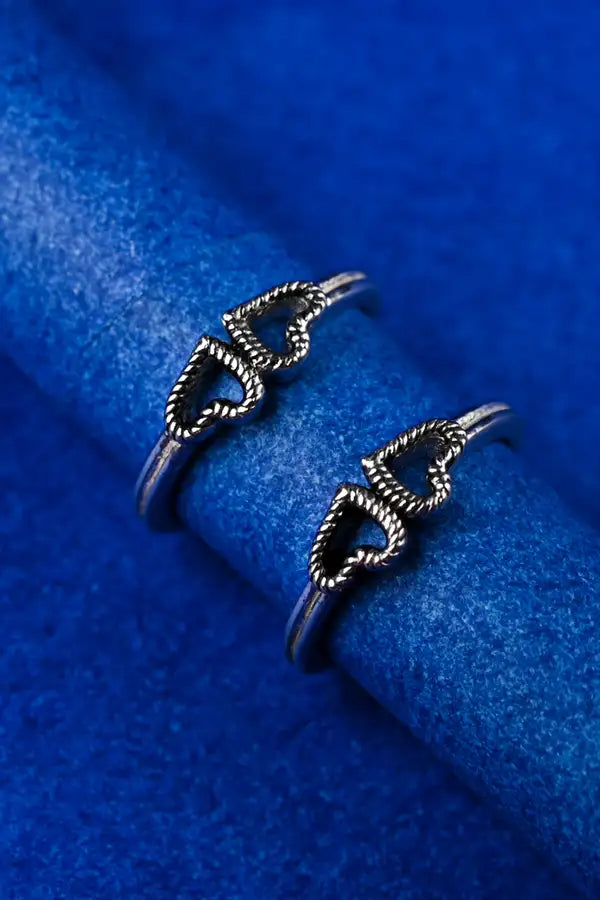 Twin Heart Silver 925 Adjustable Trendy Toe Ring For Women