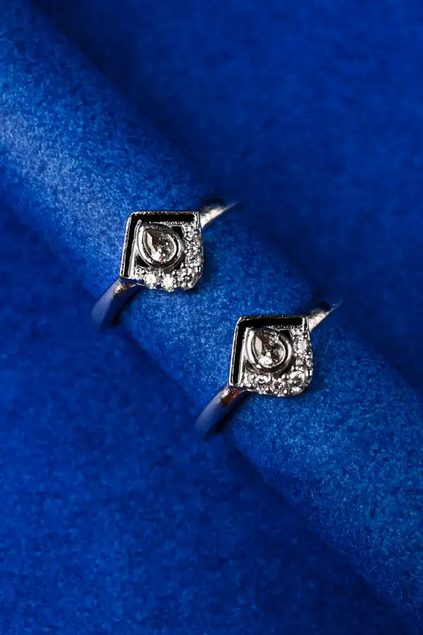 Elegant Square Silver 925 Adjustable Trendy Toe Ring For Women