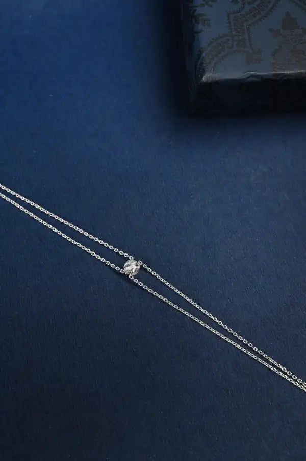 Classic Double Chain 925 Silver Single Anklet for Girls