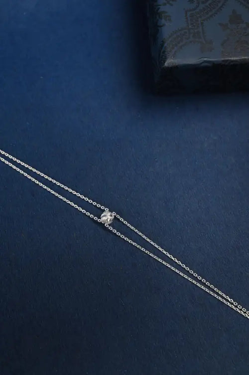 Classic Double Chain 925 Silver Single Anklet for Girls