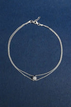 Classic Double Chain 925 Silver Single Anklet for Girls
