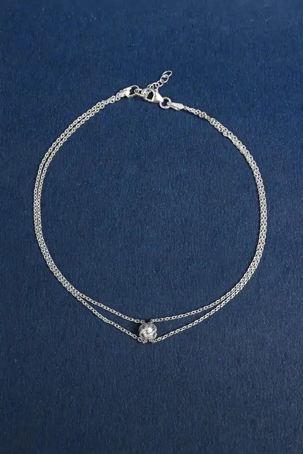 Classic Double Chain 925 Silver Single Anklet for Girls