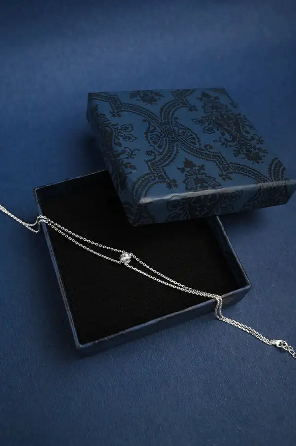 Classic Double Chain 925 Silver Single Anklet for Girls